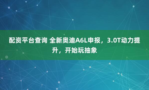配资平台查询 全新奥迪A6L申报，3.0T动力提升，开始玩抽象
